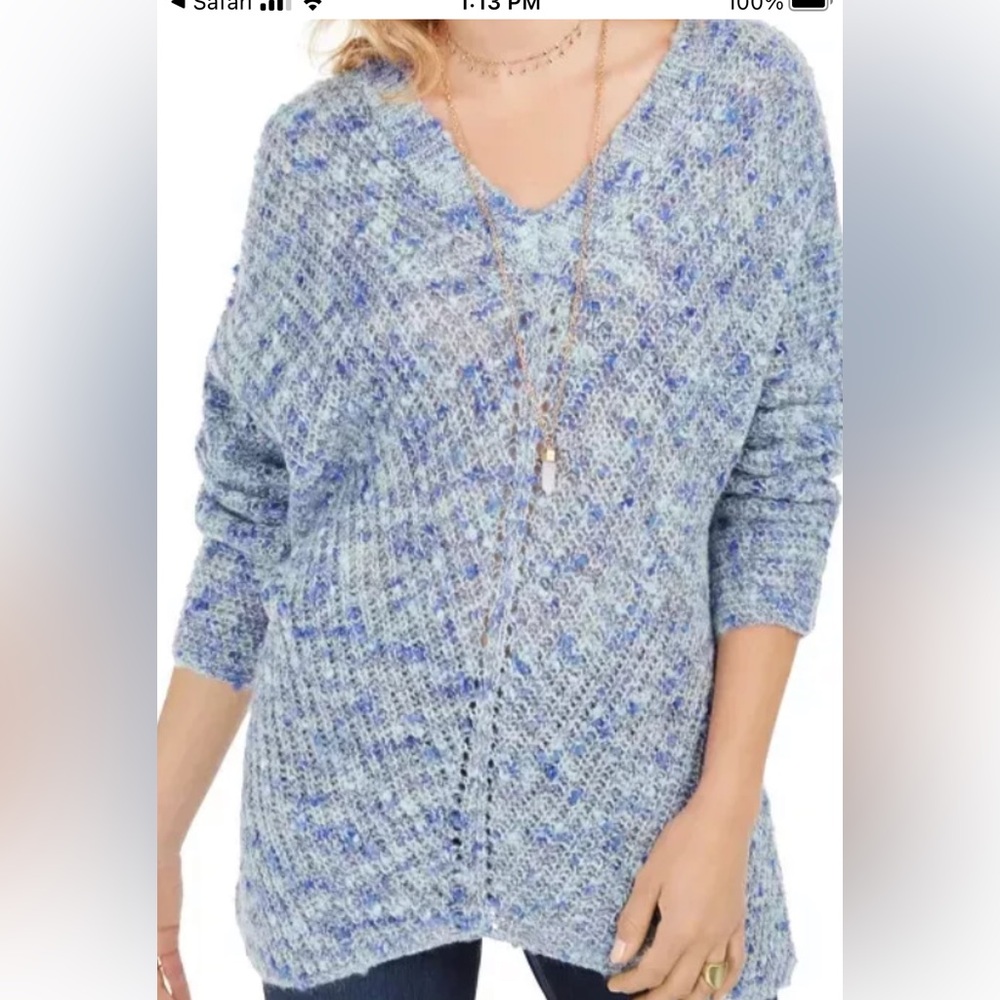 Style & Co. Womens Marled Oversized Sweater Blue XL New with Tags